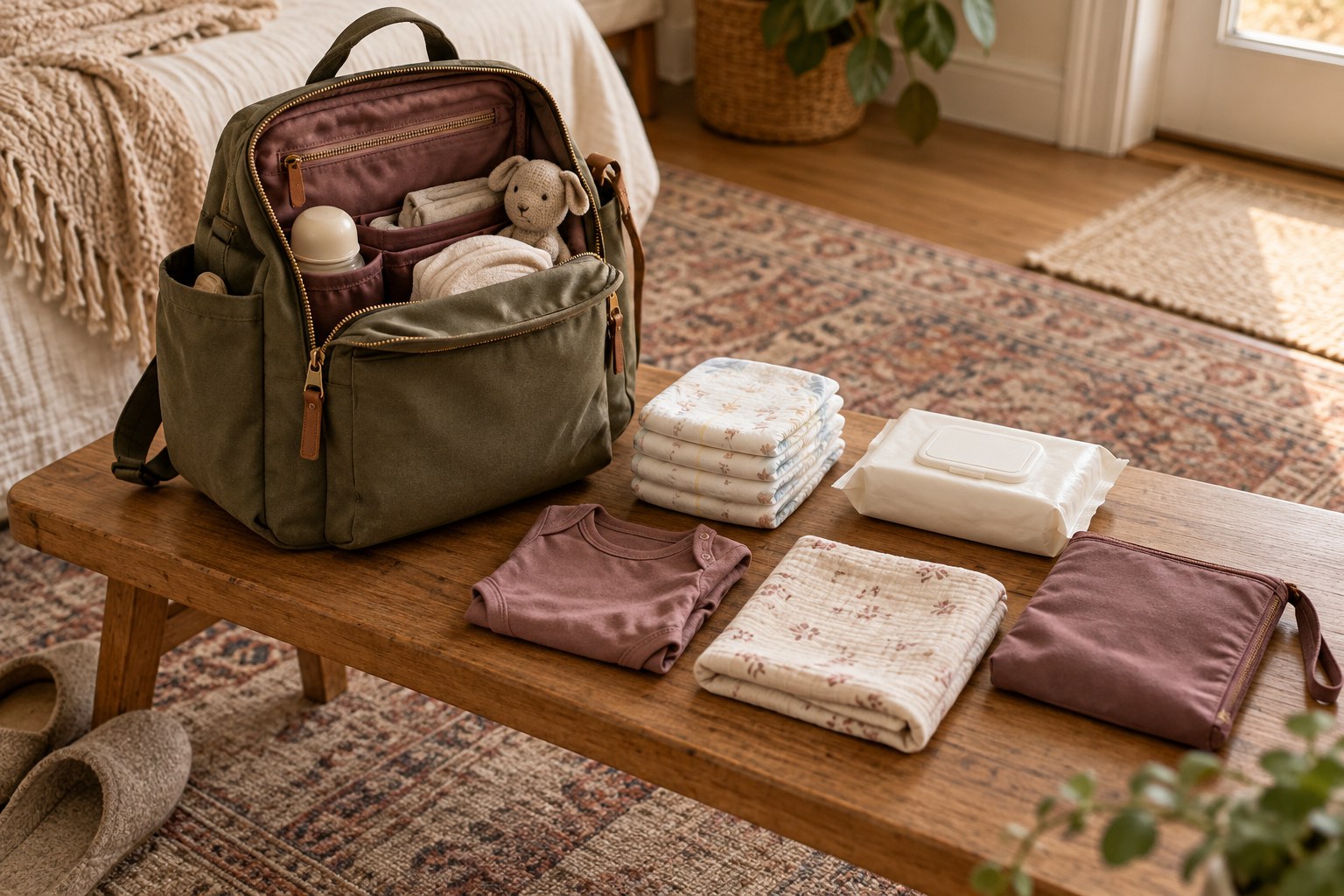 Diaper backpack and a small afternoon changing kit