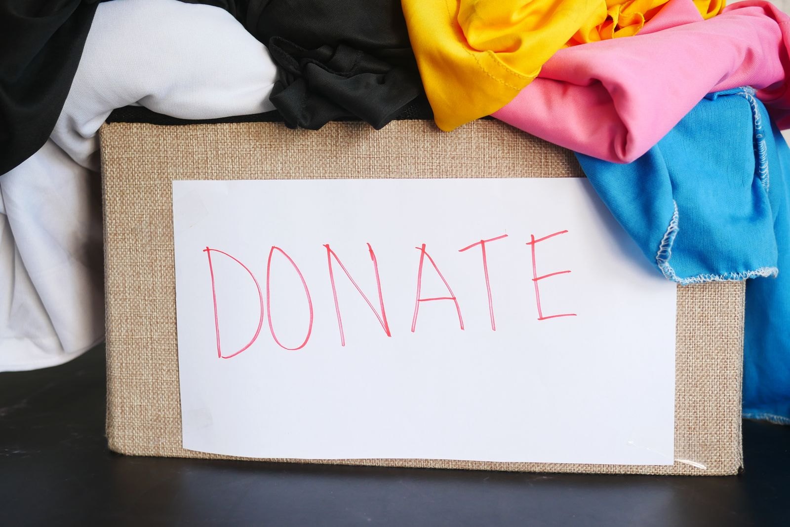 Box with clothes for donation