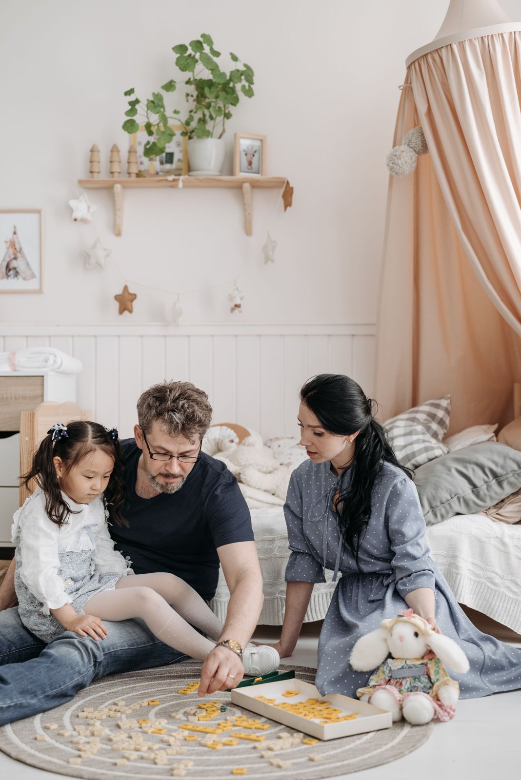 A family playing board game